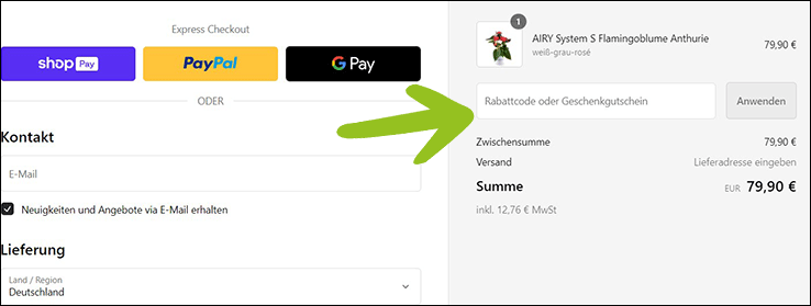 AIRY Gutschein einlösen Den AIRY Rabattcode im Checkout anwenden
