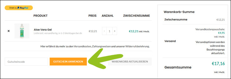 Deinen Casida Rabattcode kannst du im Warenkorb einlösen Aktiviere deinen Casida Gutschein im Warenkorb