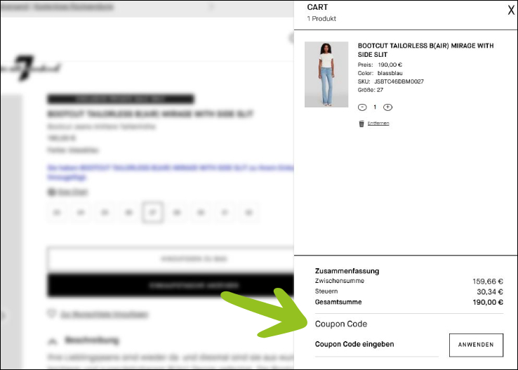 Coupon Code im Warenkorb eingeben For All Mankind Gutschein im Warenkorb einlösen und sparen