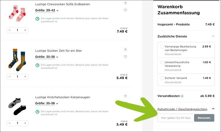 Im Warenkorb den Dedoles Gutschein benutzen Den Dedoles Gutschein im Warenkorb benutzen