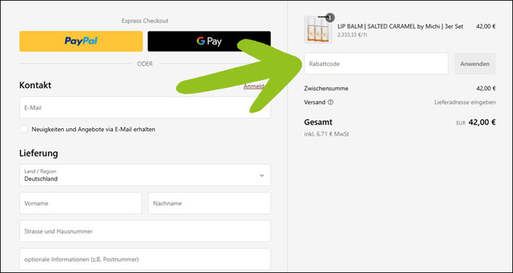 Den Code an der Kasse einlösen Den Hipi Faible Rabattcode an der Kasse einlösen