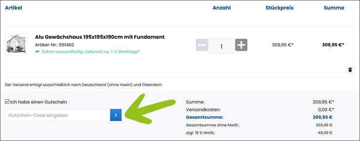 Den DeubaXXL Rabattcode kannst du im Warenkorb einlösen Verwende deinen Deuba XXL Gutschein im Warenkorb