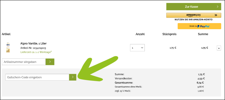 Im Warenkorb kannst du den Gutscheincode anwenden Löse im Warenkorb deinen FROGcoffee Gutschein ein