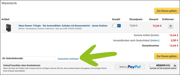 Gutscheincode hier eingeben medimops Gutschein im Warenkorb einlösen