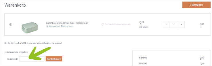 Deinen Mepal Gutschein Code kannst du im Warenkorb eingeben Den Mepal Rabatt Code im Warenkorb eingeben