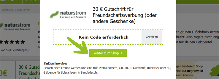 Du wirst direkt zur Aktion weitergeleitet Screenshot Coupon