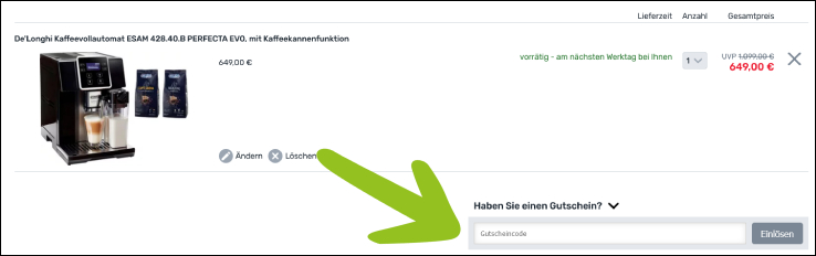Gib deinen Code in dieses Feld ein Deinen Neckermann Gutschein kannst du im Warenkorb anwenden