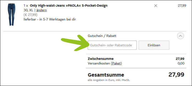 Hier den Otto Rabattcode einlösen Den Otto Gutschein nach der Anmeldung einlösen
