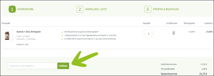 Deinen Gutscheincode kannst du im Warenkorb eingeben Quintessence Gutschein im Warenkorb einlösen und sparen