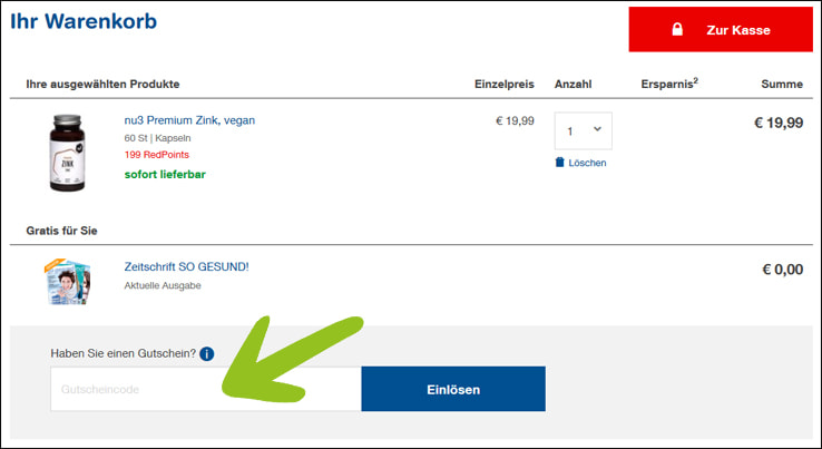 Löse hier den Gutschein ein Der shop-apotheke Gutschein kann im Warenkorb eingelöst werden