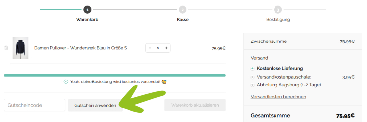 Code einlösen Deinen SUSLET Gutschein löst du im Warenkorb ein