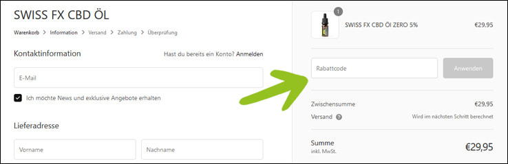Den Swiss FX Rabattcode kannst du im Warenkorb einlösen Verwende den Swiss FX Gutschein im Warenkorb