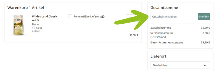 Deinen Wildes Land Gutschein aktivierst du direkt im Warenkorb